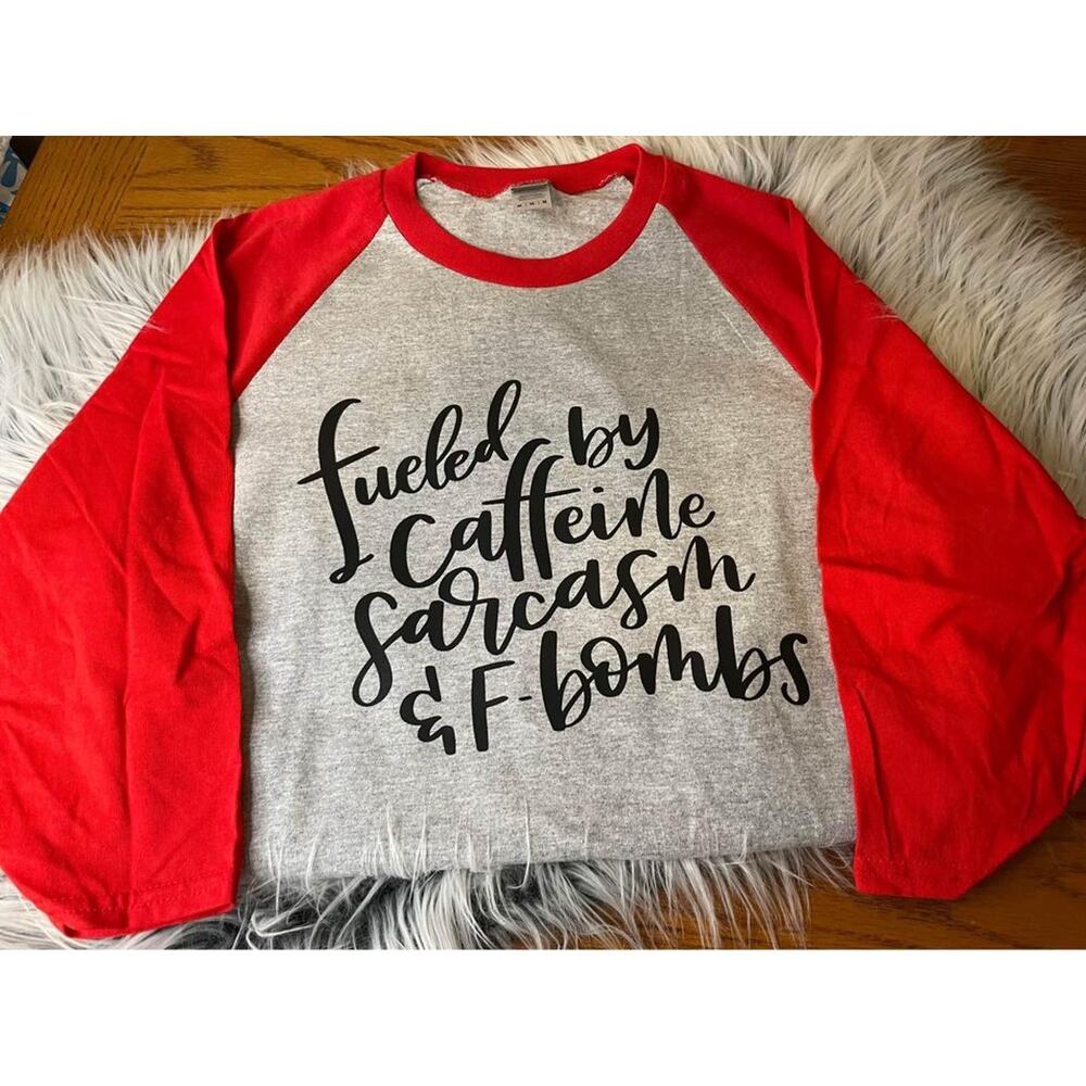 womens tshirt fueled by caffeine size medium 3/4 sleeve